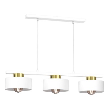 Lustr na lanku MARTI 3xE27/15W/230V bílá/zlatá