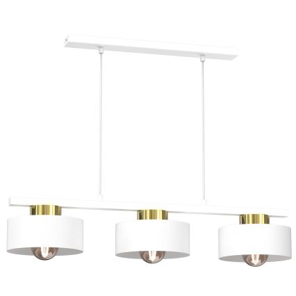 Lustr na lanku MARTI 3xE27/15W/230V bílá/zlatá