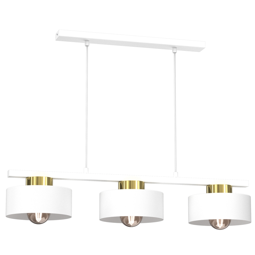 Lustr na lanku MARTI 3xE27/15W/230V bílá/zlatá