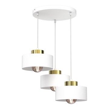 Lustr na lanku MARTI 3xE27/15W/230V bílá/zlatá