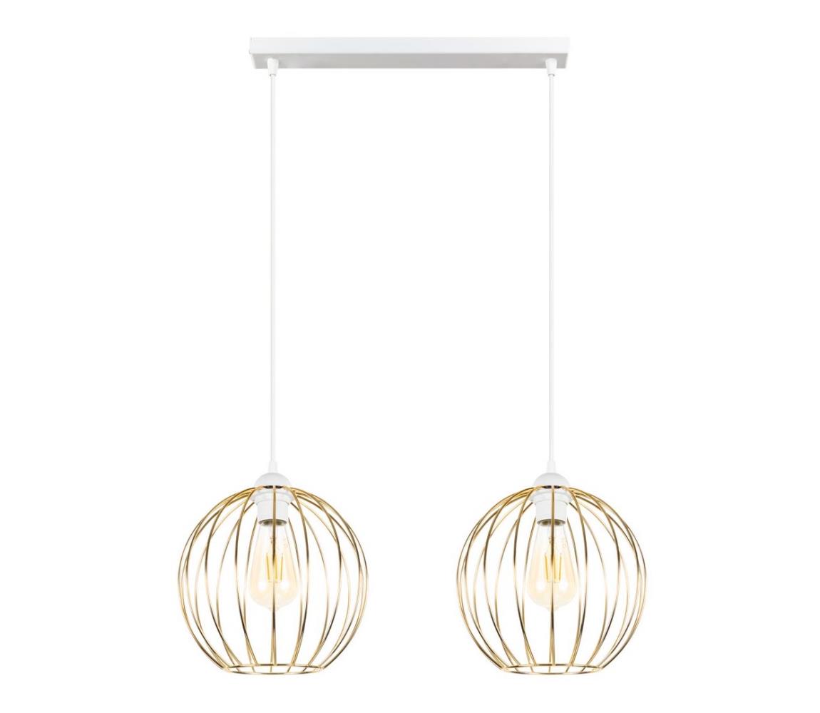Belis Lustr na lanku MATT 2xE27/60W/230V bílá/zlatá BE0723