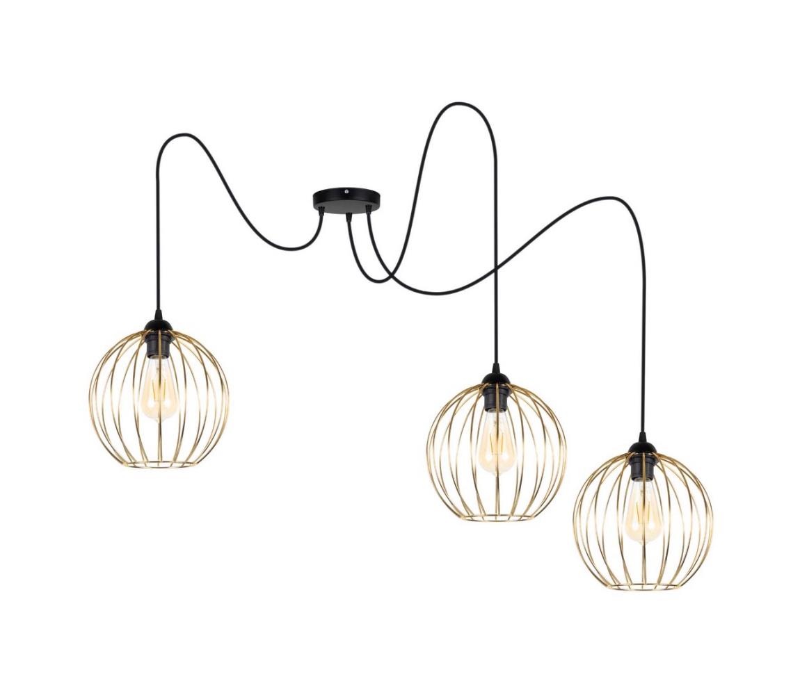 Belis Lustr na lanku MATT 3xE27/60W/230V černá/zlatá BE0727