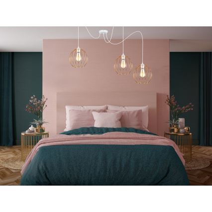 Lustr na lanku MATT 3xE27/60W/230V pavouk bílá/měděná