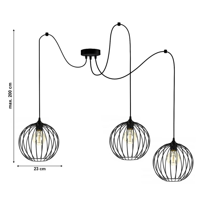 Lustr na lanku MATT 3xE27/60W/230V pavouk