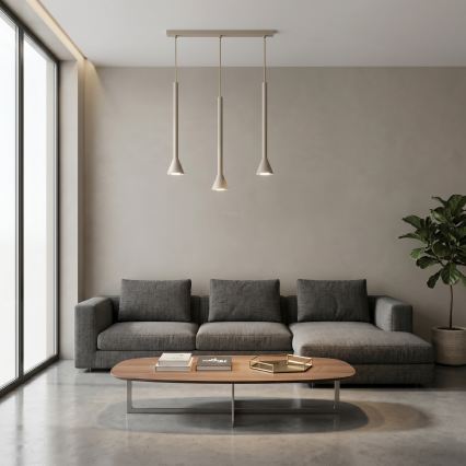 Lustr na lanku MAZZO 3xGU10/8W/230V béžová