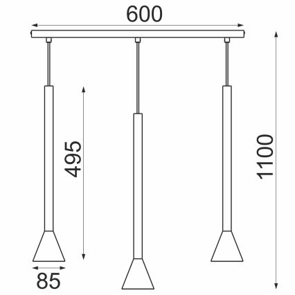 Lustr na lanku MAZZO 3xGU10/8W/230V béžová