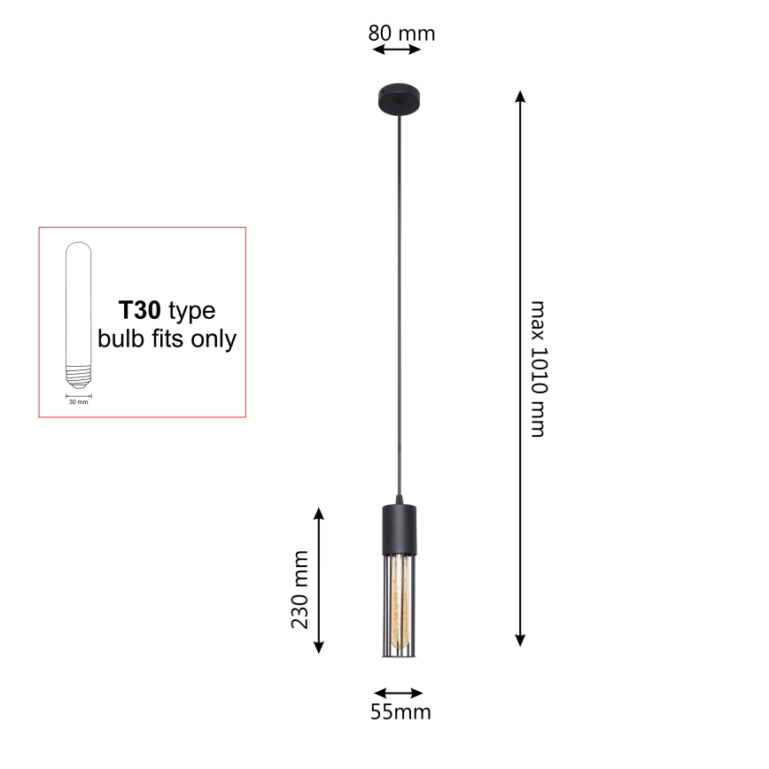 Lustr na lanku MELODY 1xE27/15W/230V černá