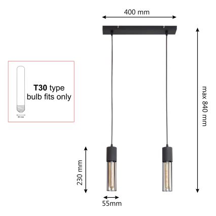 Lustr na lanku MELODY 2xE27/15W/230V černá