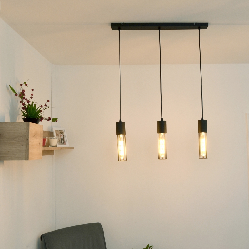 Lustr na lanku MELODY 3xE27/15W/230V černá