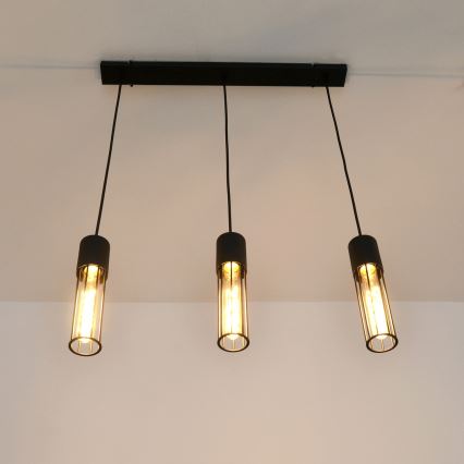 Lustr na lanku MELODY 3xE27/15W/230V černá