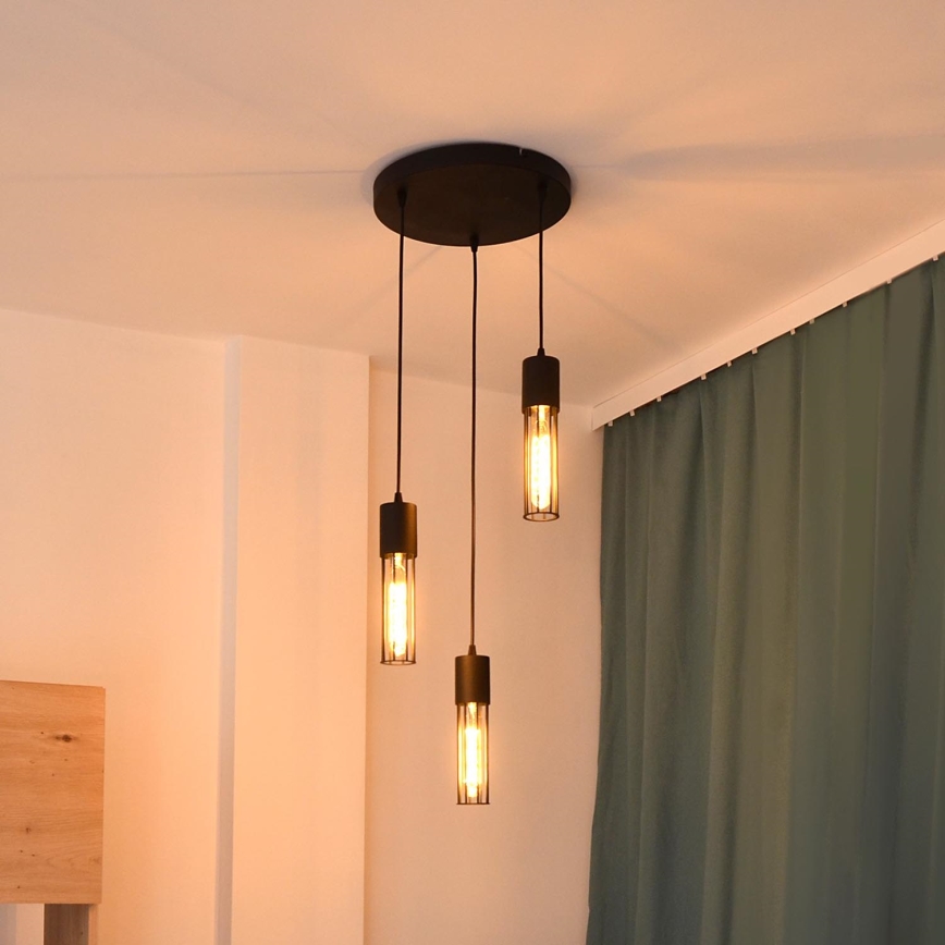 Lustr na lanku MELODY 3xE27/15W/230V černá