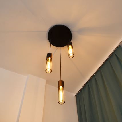 Lustr na lanku MELODY 3xE27/15W/230V černá