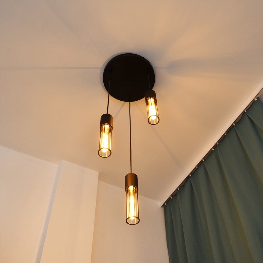 Lustr na lanku MELODY 3xE27/15W/230V černá