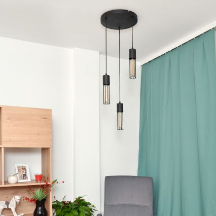 Lustr na lanku MELODY 3xE27/15W/230V černá