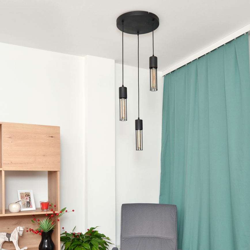 Lustr na lanku MELODY 3xE27/15W/230V černá