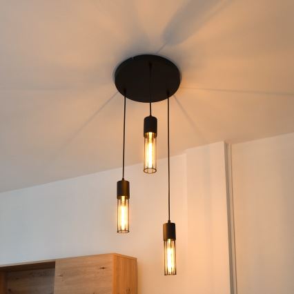 Lustr na lanku MELODY 3xE27/15W/230V černá