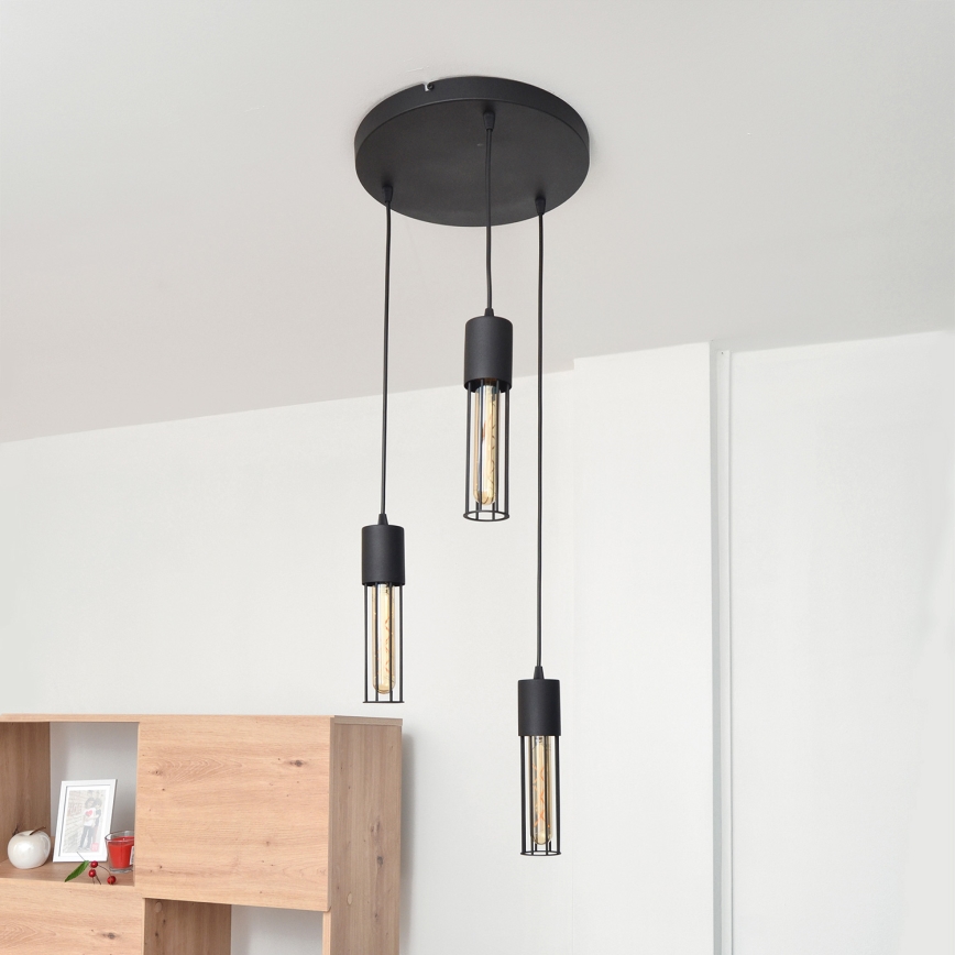Lustr na lanku MELODY 3xE27/15W/230V černá