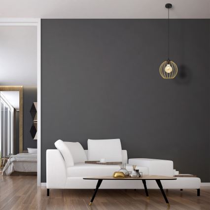 Lustr na lanku MERCURE 1xE27/15W/230V zlatá/černá