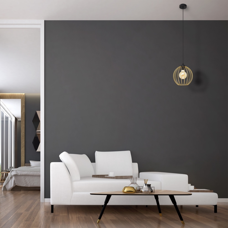 Lustr na lanku MERCURE 1xE27/15W/230V zlatá/černá