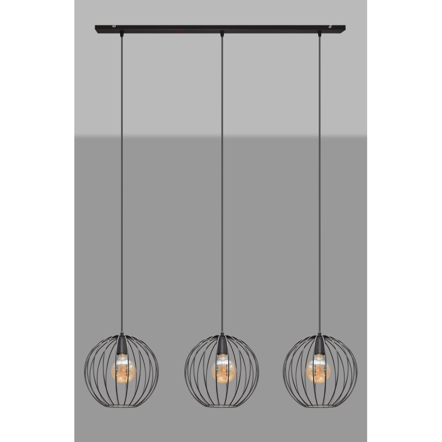 Lustr na lanku MERCURE 3xE27/15W/230V černá