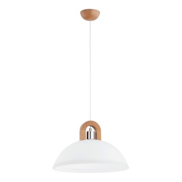 Lustr na lanku MIGOT 1xE27/15W/230V béžová/lesklý chrom