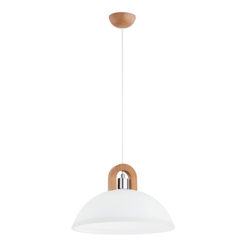 Lustr na lanku MIGOT 1xE27/15W/230V béžová/lesklý chrom