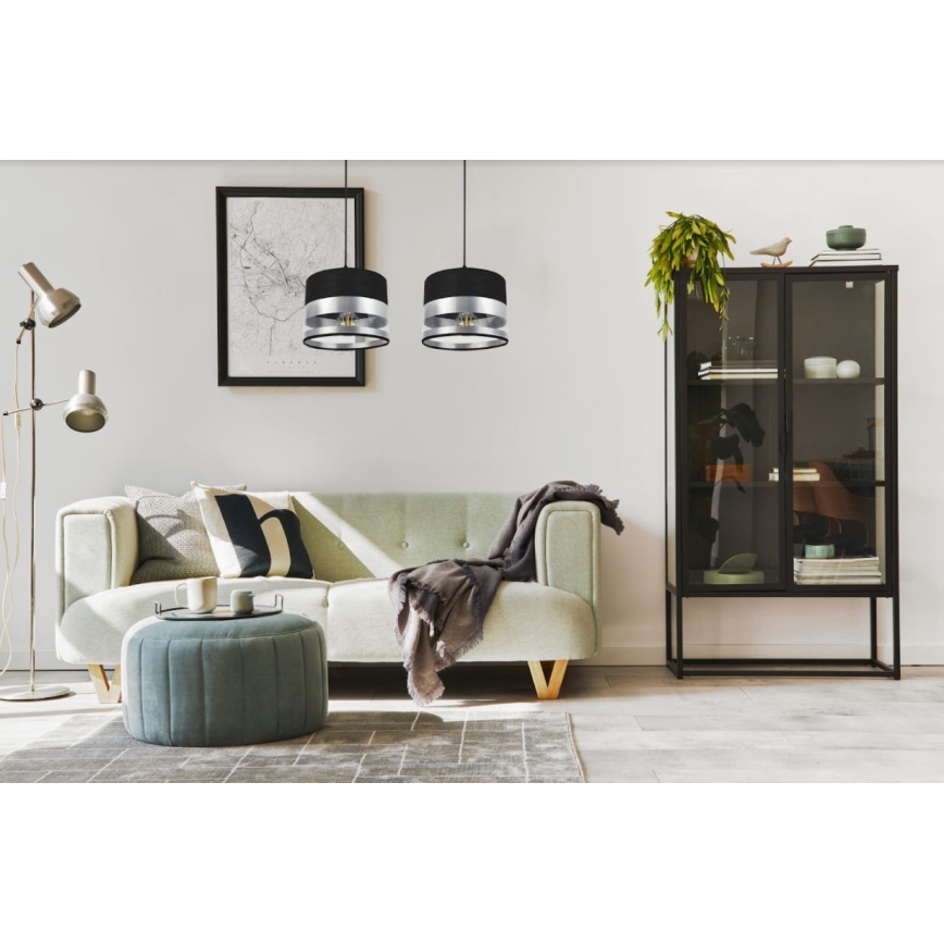 Lustr na lanku MILO 2xE27/60W/230V stříbrná/černá