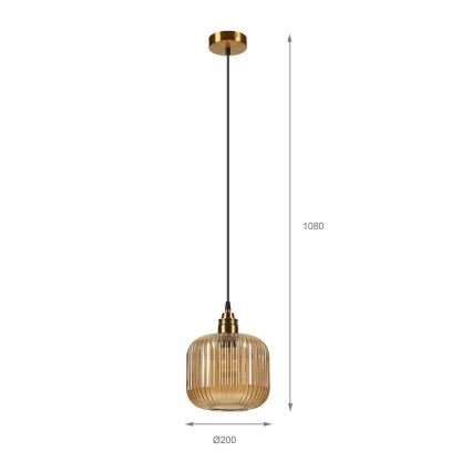 Lustr na lanku MILOU 1xE27/15W/230V zlatá/kouřová béžová