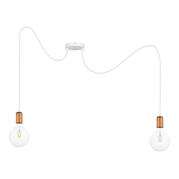 Lustr na lanku MIROS 2xE27/60W/230V bílá/měděná