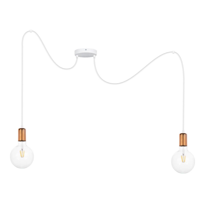 Lustr na lanku MIROS 2xE27/60W/230V bílá/měděná