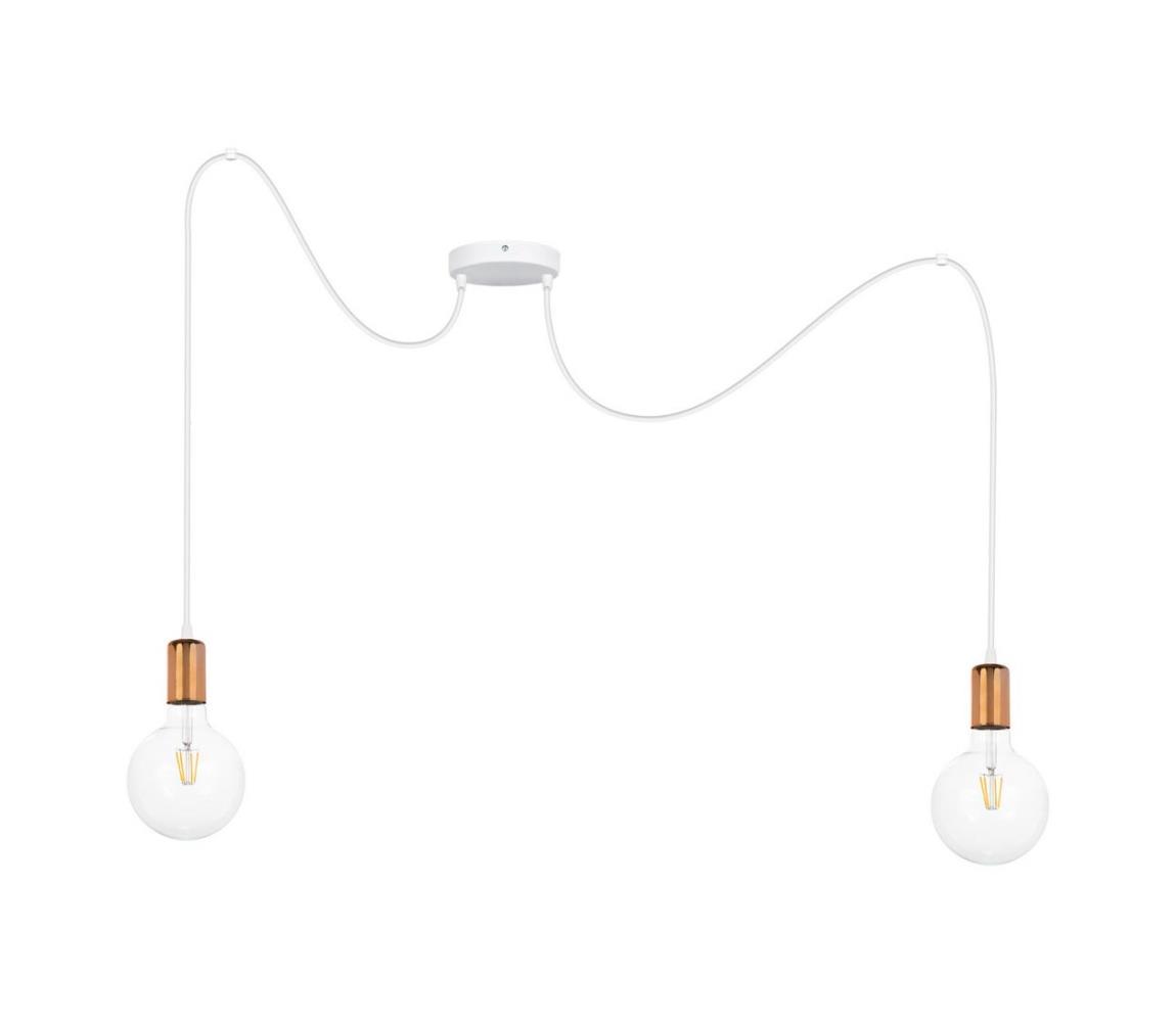 Belis Lustr na lanku MIROS 2xE27/60W/230V bílá/měděná BE0776