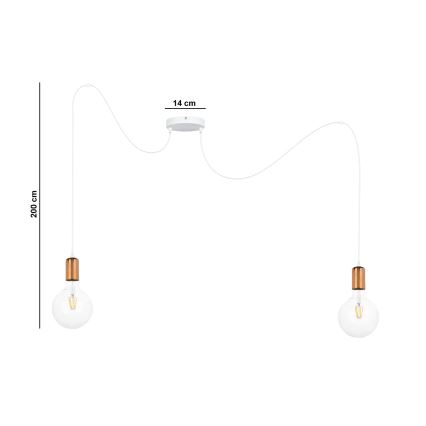 Lustr na lanku MIROS 2xE27/60W/230V bílá/měděná
