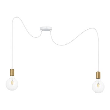 Lustr na lanku MIROS 2xE27/60W/230V bílá/zlatá