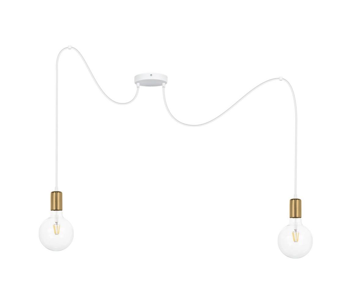 Belis Lustr na lanku MIROS 2xE27/60W/230V bílá/zlatá BE0784