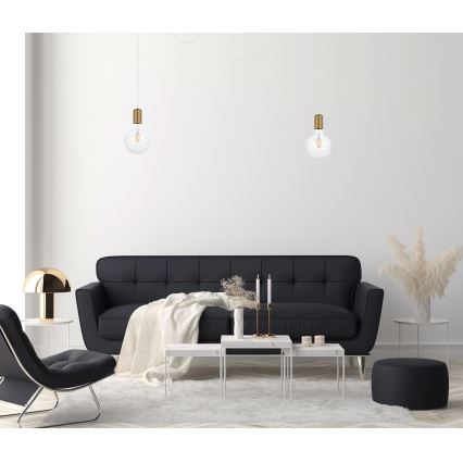 Lustr na lanku MIROS 2xE27/60W/230V bílá/zlatá