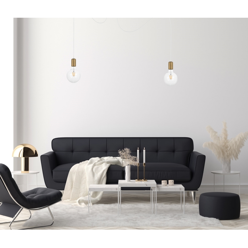 Lustr na lanku MIROS 2xE27/60W/230V bílá/zlatá
