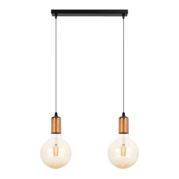 Lustr na lanku MIROS 2xE27/60W/230V černá/měděná