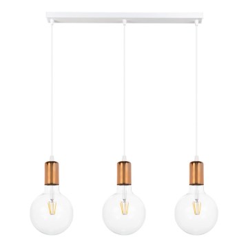 Lustr na lanku MIROS 3xE27/60W/230V bílá/měděná