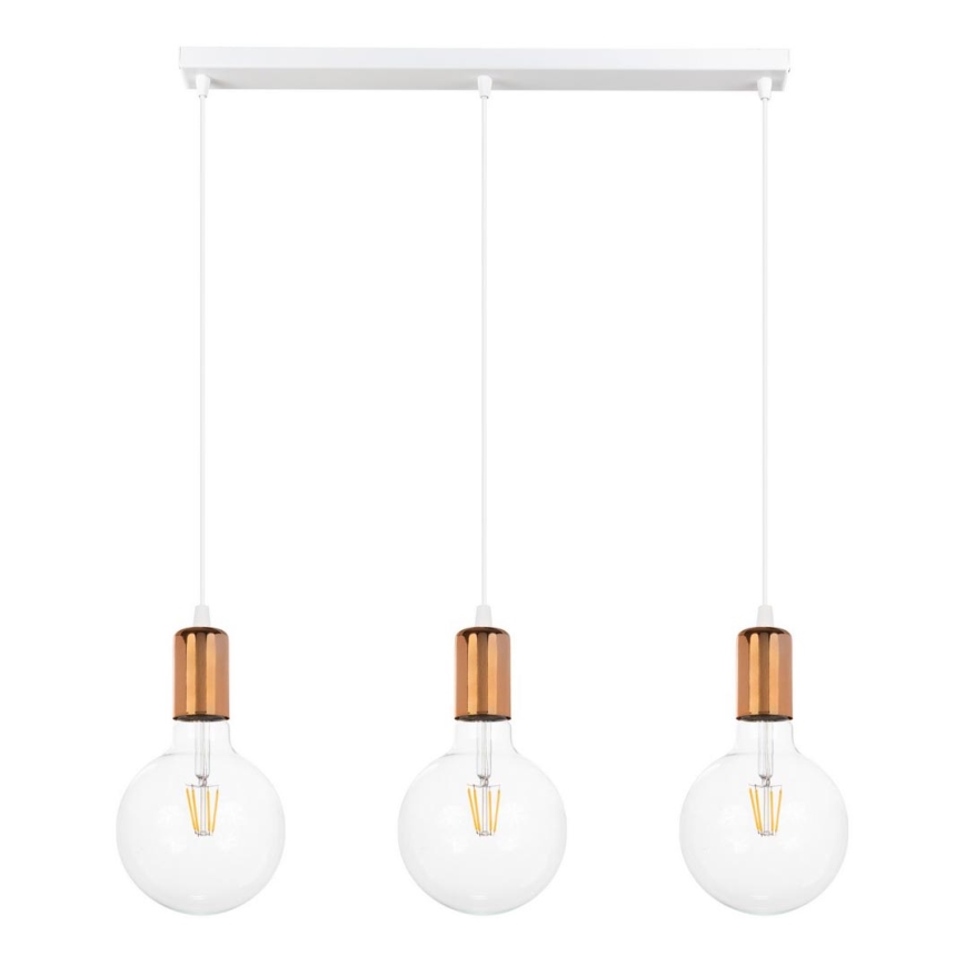 Lustr na lanku MIROS 3xE27/60W/230V bílá/měděná