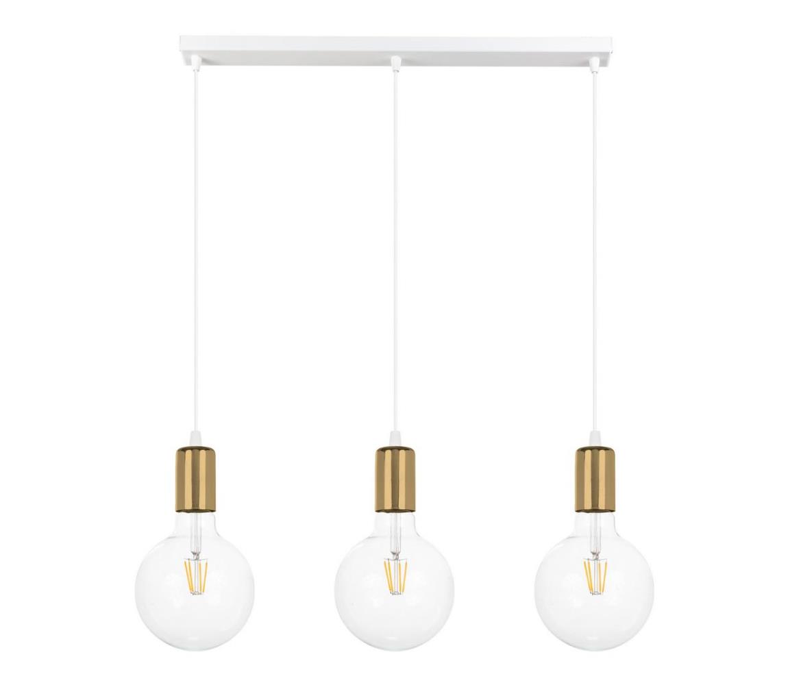 Belis Lustr na lanku MIROS 3xE27/60W/230V bílá/zlatá BE0781