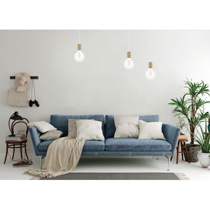 Lustr na lanku MIROS 3xE27/60W/230V pavouk bílá/zlatá