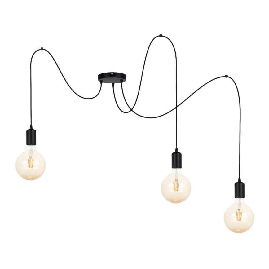 Lustr na lanku MIROS 3xE27/60W/230V pavouk černá