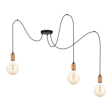 Lustr na lanku MIROS 3xE27/60W/230V pavouk černá/měděná