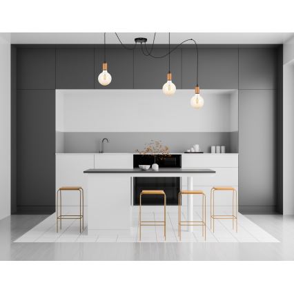 Lustr na lanku MIROS 3xE27/60W/230V pavouk černá/měděná