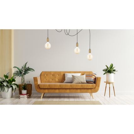 Lustr na lanku MIROS 3xE27/60W/230V pavouk černá/zlatá
