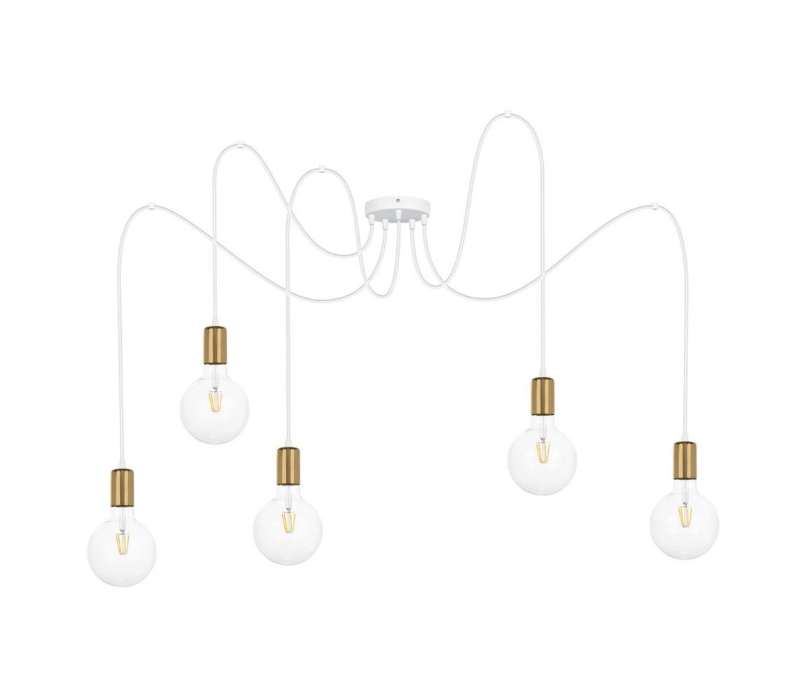 Belis Lustr na lanku MIROS 5xE27/60W/230V bílá/zlatá BE0786