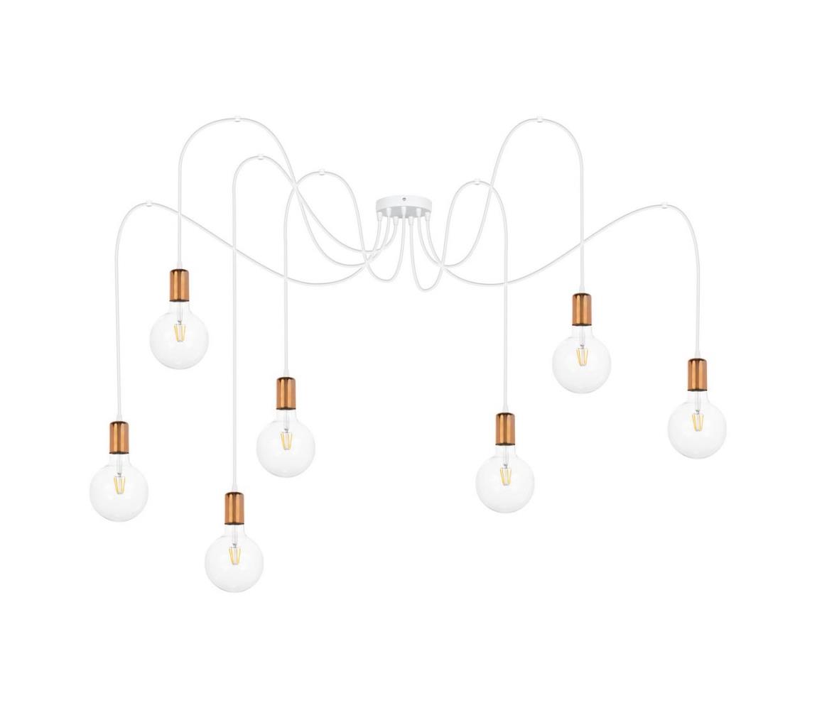 Belis Lustr na lanku MIROS 7xE27/60W/230V bílá/měděná BE0779