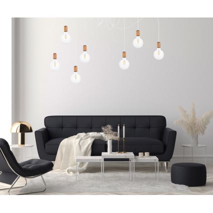 Lustr na lanku MIROS 7xE27/60W/230V bílá/měděná