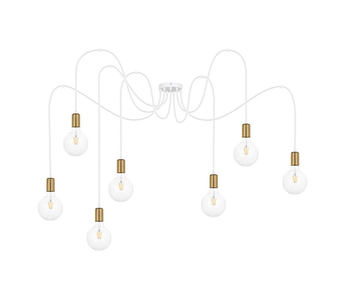 Belis Lustr na lanku MIROS 7xE27/60W/230V bílá/zlatá BE0787
