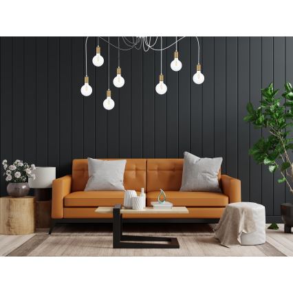 Lustr na lanku MIROS 7xE27/60W/230V pavouk bílá/zlatá